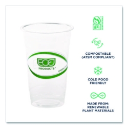 GreenStripe Renewable and Compostable Cold Cups, 20 oz, Plas