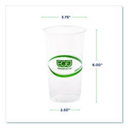 GreenStripe Renewable and Compostable PLA Cold Cups, 24 oz,