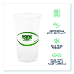 GreenStripe Renewable and Compostable PLA Cold Cups, 24 oz,