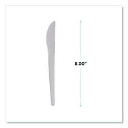 Plantware Compostable Cutlery, Knife, Plastic, Pearl White,