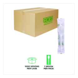 Plantware Compostable Cutlery, Spoon, Plastic, White, 1,000/
