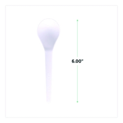Plantware Compostable Soup Spoon, Heavyweight, Plastic, Whit