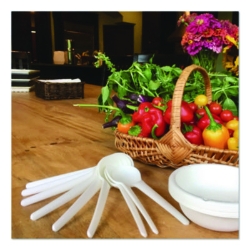 Plantware Compostable Soup Spoon, Heavyweight, Plastic, Whit