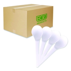 Plantware Compostable Soup Spoon, Heavyweight, Plastic, Whit