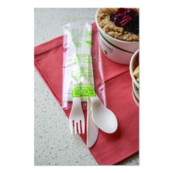 Plantware Compostable Cutlery Kit, Fork/Knife/Napkin/Spoon,