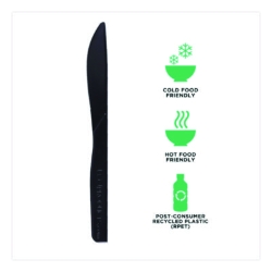 100% Recycled Content Cutlery, Knife, Plastic, Black, 50/Pac