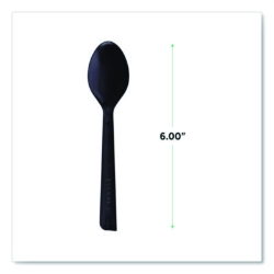 100% Recycled Content Cutlery, Spoon, Plastic, Black, 50/Pac