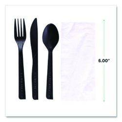 100% Recycled Content Cutlery Kit, Heavyweight Fork/Knife/So