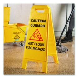 Wet Floor Sign (English/Spanish), 11 x 25 x 25, Yellow