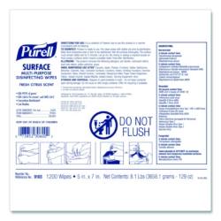 Surface Multi-Purpose Disinfecting Wipes, 1-Ply, 5 x 7, Fres