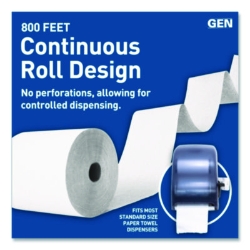 Hardwound Roll Towels, 1-Ply, 8" x 800 ft, White, 6 Rolls/Ca