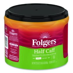 Half Caff Ground Coffee, 22.6 oz Canister, 6/Carton