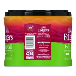 Half Caff Ground Coffee, 22.6 oz Canister, 6/Carton