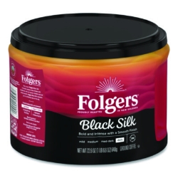 Black Silk Ground Coffee, Black 22.6 oz Canister, 6/Carton