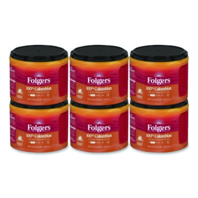 100% Columbian Coffee, 22.6 oz Canister, 6/Carton