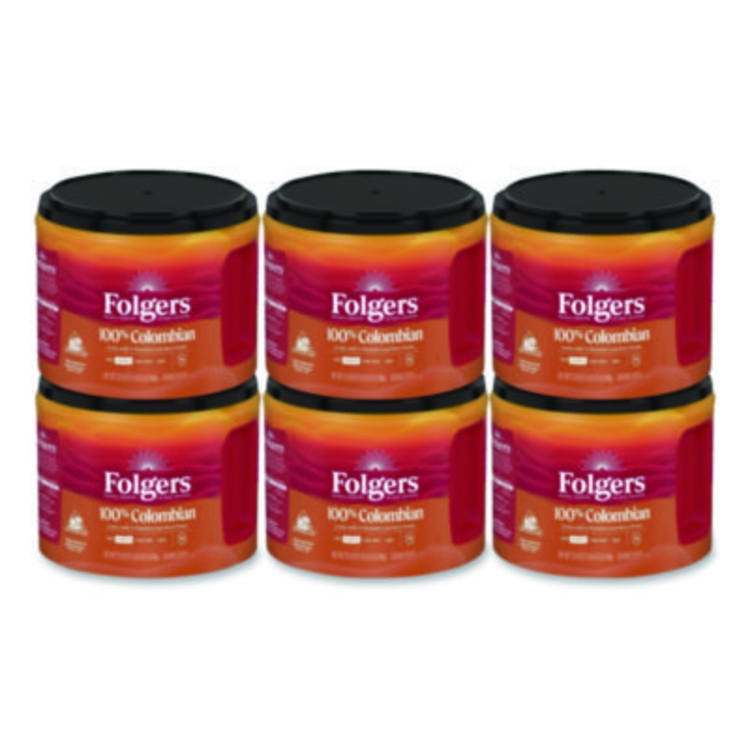 100% Columbian Coffee, 22.6 oz Canister, 6/Carton