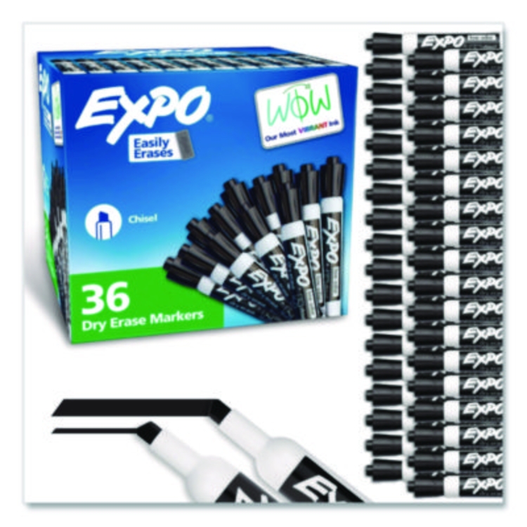 Low-Odor Dry-Erase Marker Value Pack, Broad Chisel Tip, Blac
