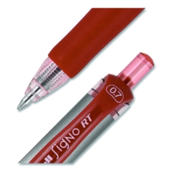 Signo Gel Pen, Retractable, Medium 0.7 mm, Red Ink, Silver/R