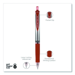 Signo Gel Pen, Retractable, Medium 0.7 mm, Red Ink, Silver/R