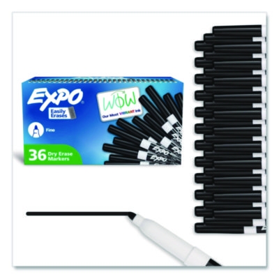 Low-Odor Dry-Erase Marker Value Pack, Fine Bullet Tip, Black