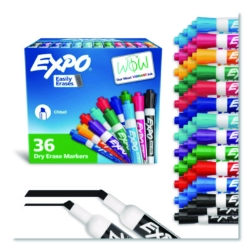 Low Odor Dry Erase Vibrant Color Markers, Broad Chisel Tip,