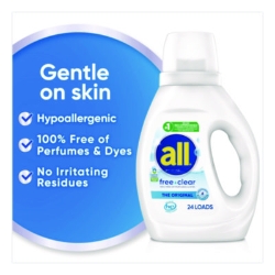 Free Clear HE Laundry Detergent, 24 Loads, Unscented, 30 oz