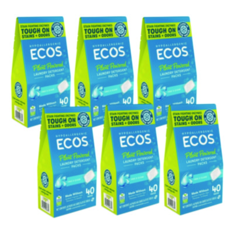Laundry Detergent Packs, Free and Clear, 40 Pods/Pack, 6 Pac