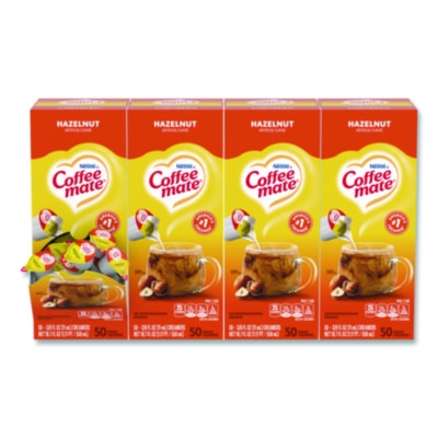 Liquid Coffee Creamer, Hazelnut, 0.38 oz Mini Cups, 50/Box, 