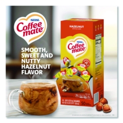 Liquid Coffee Creamer, Hazelnut, 0.38 oz Mini Cups, 50/Box,