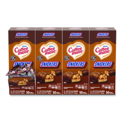 Liquid Coffee Creamer, Snickers, 0.38 oz Mini Cups, 200/Cart