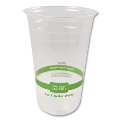 PLA Clear Cold Cups, 20 oz, Plastic, Clear, 1,000/Carton