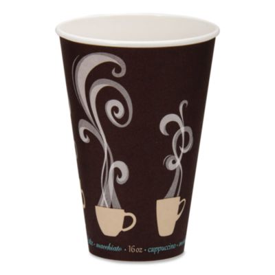 Thermoguard Insulated Paper Hot Cups, 16 oz, Steam Print Des