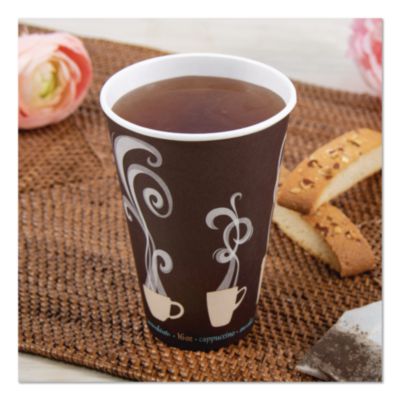 Thermoguard Insulated Paper Hot Cups, 16 oz, Steam Print Des