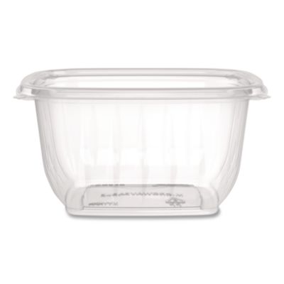 Square Plastic Bowls, 16 oz, 8.5 x 8.5 x 1.96, Clear, Plasti
