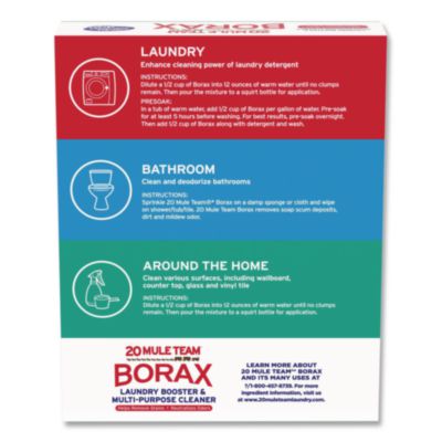 20 Mule Team Borax Laundry Booster, Powder, 4 lb Box, 6/Cart