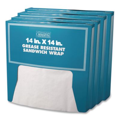 Grease-Resistant Paper Wraps and Liners, 14 x 14, White, 1,0
