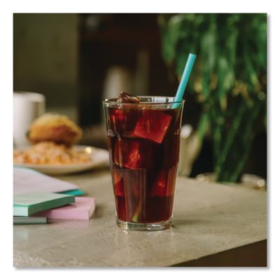 Marine Biodegradable Straws, 8.5", Pha, Ocean Blue, Wrapped,