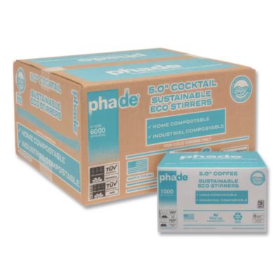 Marine Biodegradable Stir Straws, 5", PHA, Ocean Blue, 1,000
