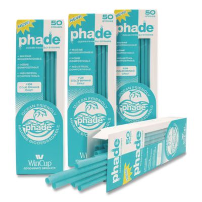 Marine Biodegradable Straws, 8.5", Pha, Ocean Blue, Wrapped,