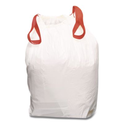 Drawstring Kitchen Bags, 13 gal, 24" x 27.4", White, 50 Bags