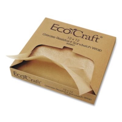 EcoCraft Grease-Resistant Paper Wraps and Liners, 14 x 14, N