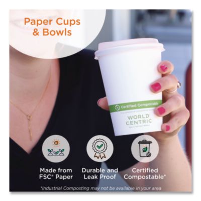 Paper Hot Cups, 16 Oz, White, 1,000/carton