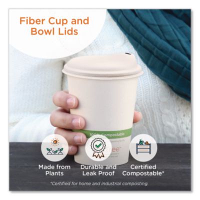 Fiber Lids for Cups, Fits 10 to 20 oz Hot Cups, Natural, 1,0