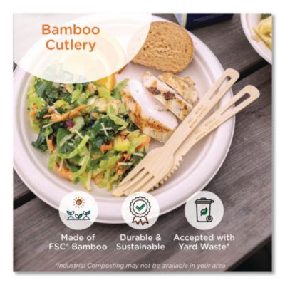 Bamboo Cutlery, Fork, Paper, Natural, 2,000/Carton