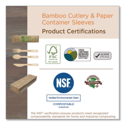 Bamboo Cutlery, Fork, Paper, Natural, 2,000/Carton