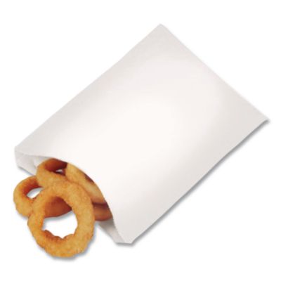 Grease-Resistant Single-Serve Bags, 6" x 0.75" x 7.25", Whit