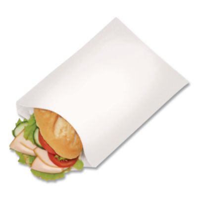 Grease-Resistant Single-Serve Bags, 6" x 0.75" x 7.25", Whit