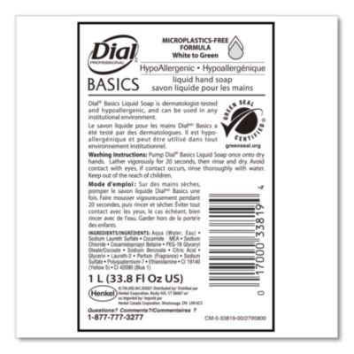 Basics MP Free Liquid Hand Soap Refill, Unscented, 1 L, 8/Ca