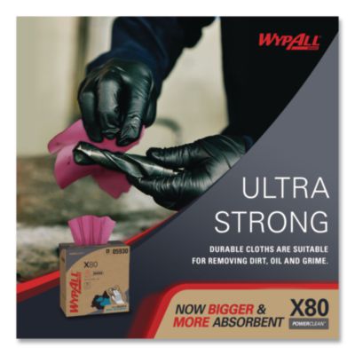 Power Clean X80 Heavy Duty Cloths, HYDROKNIT, POP-UP Box, 8.