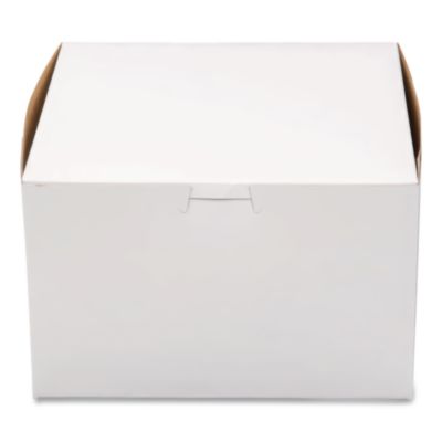 White One-Piece Non-Window Bakery Boxes, 8 x 8 x 5, White, P
